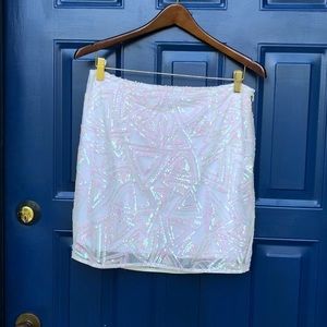 White sequin mini skirt from Toni size large